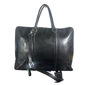 Hobo International Black Leather Briefcase Laptop Bag Shoulder Strap Vintage